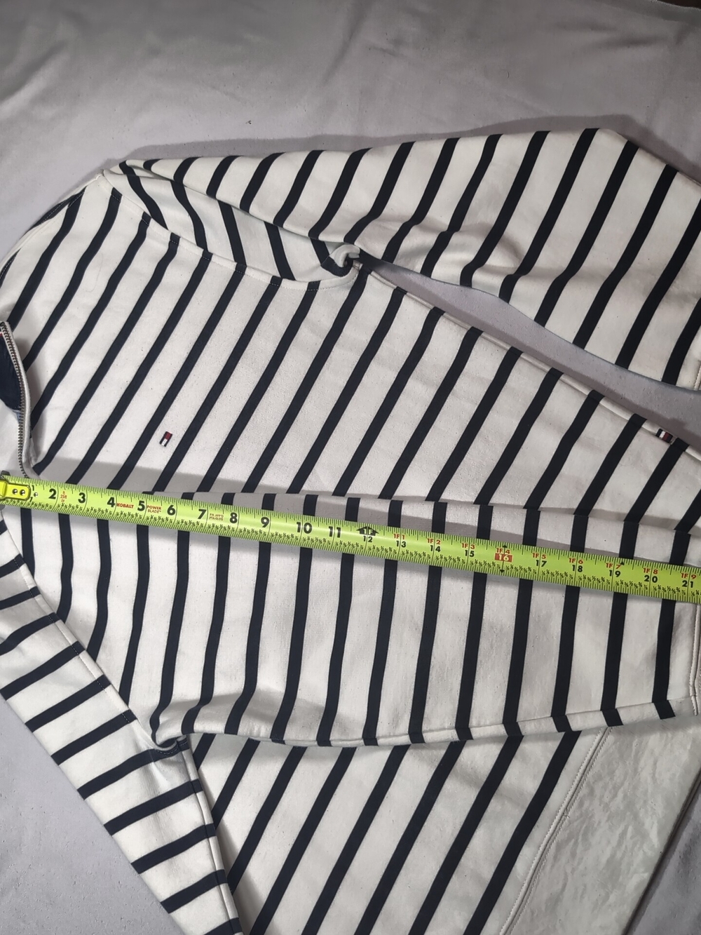 Tommy Hilfiger Striped Quarter-Zip Pullover - White & Navy - Picture 8 of 10